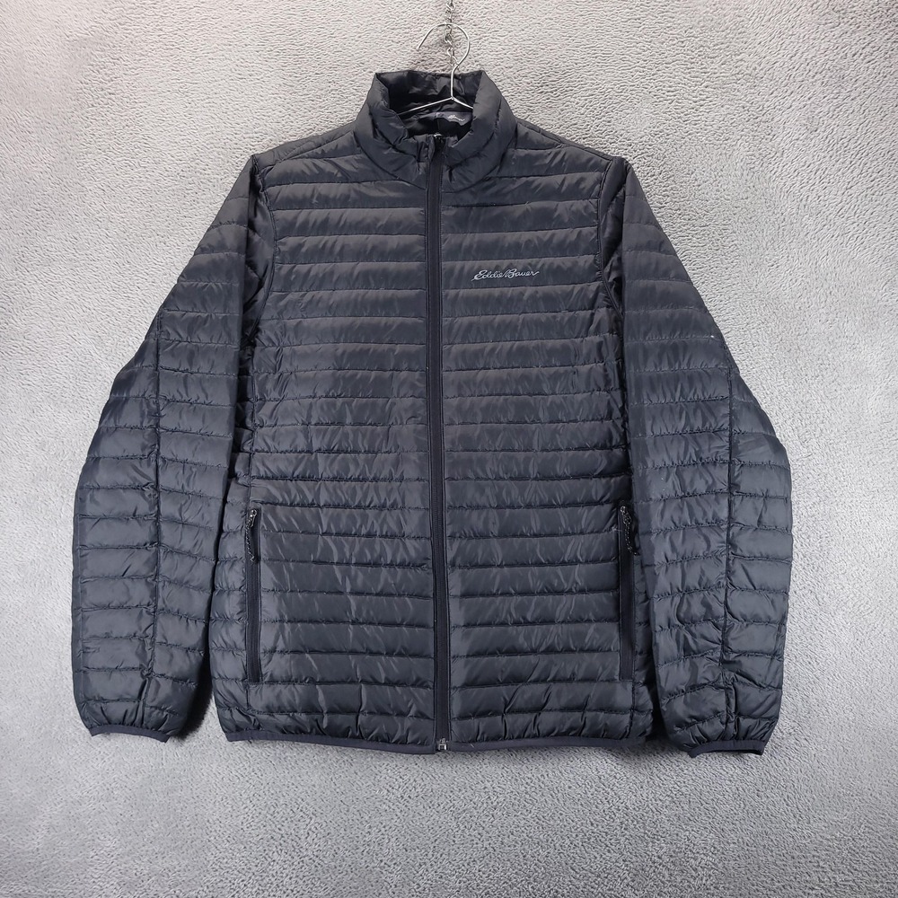 Eddie Bauer Jacket Mens S Black EB650 Down Puffer Lightweight Packable Hiking